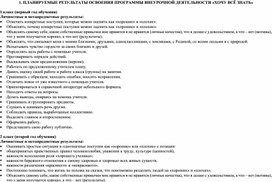 Программа внеурочной деятельности «Хочу всё знать» (1 – 4 классы, общеинтеллектуальное направление)