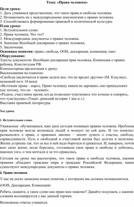 Внеклассное мероприятие, посвященное Международному Дню прав человека "Права человека"