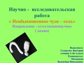 Обложка для материала Презентация для НОУ "Соль- это необыкновенное чудо.