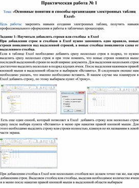 Обложка для материала Основные понятия и способы организации электронных таблиц