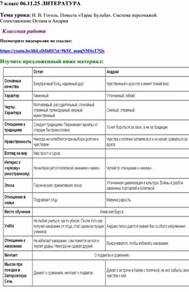 Обложка для материала Материалы к уроку литературы в 7 классе