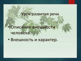 Презентация к уроку развития речи "Описание внешности"