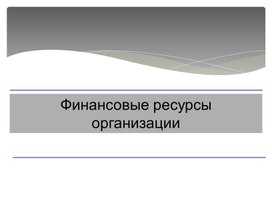 Презентация по дисциплине Экономика организации.Тема "Финансовые ресурсы организации"