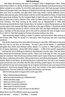 Текст для чтения Neil Armstrong