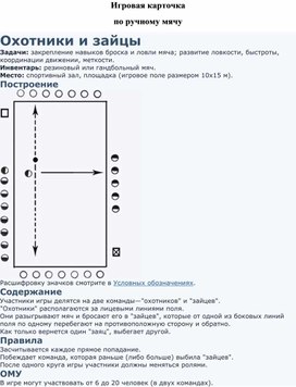 Игровая карточка "Охотники и зайцы"