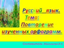 Обложка для материала Русский язык. Орфография. Повторение изученных орфограмм."