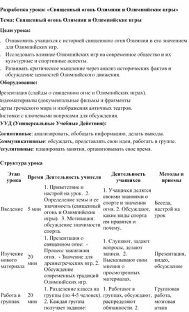 Обложка для материала Разработка урока: «Священный огонь Олимпии и Олимпийские игры»
