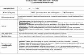 Технологическая карта урока музыки в 4 классе  по теме "Исповедь души""