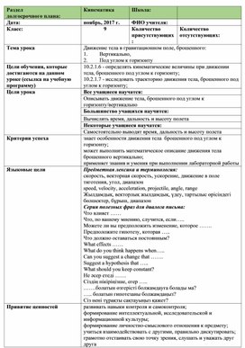 Обложка для материала Движение тела в гравитационном поле краткосрочный план