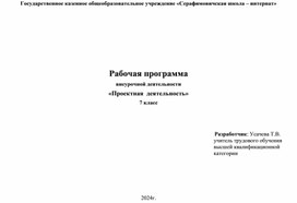 Обложка для материала Рабочая программа.Проектная деятельность.7 класс.