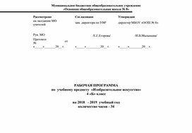 Рабочая программа "Изобразительное искусство" для 4 класса по программе "Школа России"