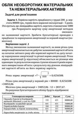 Обложка для материала ОБЛІК НЕОБОРОТНИХ МАТЕРІАЛЬНИХ ТА НЕМАТЕРІАЛЬНИХ АКТИВІВ Задачі для розв’язання