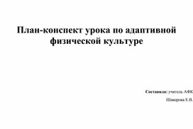 Обложка для материала План-конспект урока по АФК