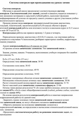 Обложка для материала Система контроля при преподавании на уроках химии