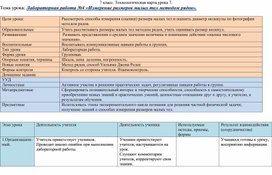 Технологическая карта урока  № 7, 7 класс. Лабораторная работа "Измерение размеров малых тел"