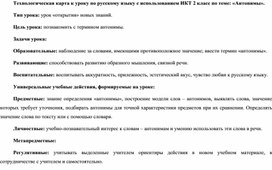 Обложка для материала Конспект урока по русскому языку"Антонимы"