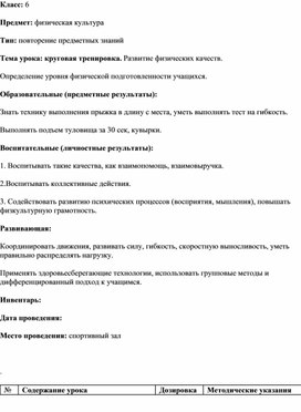 Обложка для материала Методическая разработка: "Круговая тренировка"
