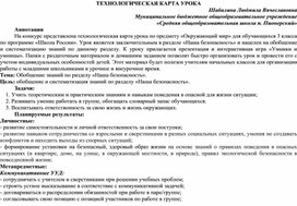 Обложка для материала Технологическая карта урока  окружающего мира по теме "Наша безопасность" 3 класс.