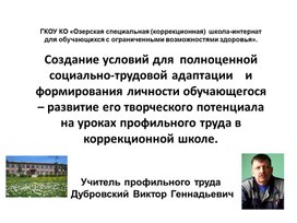 Создание условий для  полноценной социально-трудовой адаптации и формирования личности обучающегося – развитие его творческого потенциала на уроках профильного труда в коррекционной школе.