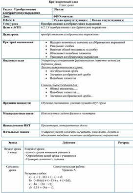 Обложка для материала Преобразование красткосрочный план урока (1)