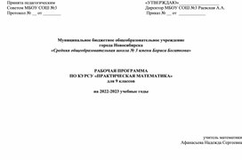 Обложка для материала РАБОЧАЯ ПРОГРАММА  ПО КУРСУ «ПРАКТИЧЕСКАЯ МАТЕМАТИКА» для 9 классов