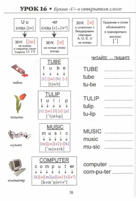 Буква  Uu  в открытом слоге. Тренировочные упражнения. 2 класс