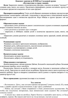 Конспект занятия по ФЭМП во 2 младшей группе «Путешествие в страну знаний»