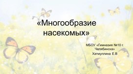 Обложка для материала Презентация урока "Многообразие насекомых"