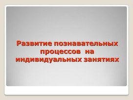 Презентация "Развитие познавательных процессов на индивидуальных занятиях"