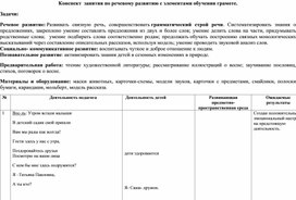 Конспект занятия в подготовительной к школе группе по речевому развитию с элементами обучения грамоте