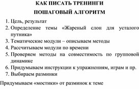 Как писать тренинги. пошаговый алгоритм