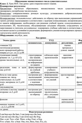 Обложка для материала Конспект урока английского языка по теме "Образование множественного числа существительных"
