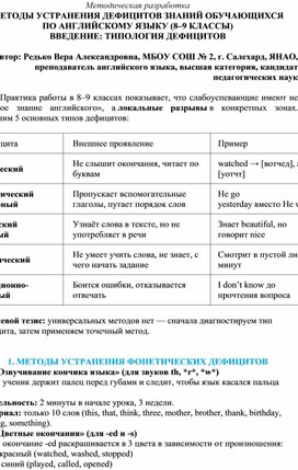 Обложка для материала МЕТОДЫ УСТРАНЕНИЯ ДЕФИЦИТОВ ЗНАНИЙ ОБУЧАЮЩИХСЯ ПО АНГЛИЙСКОМУ ЯЗЫКУ