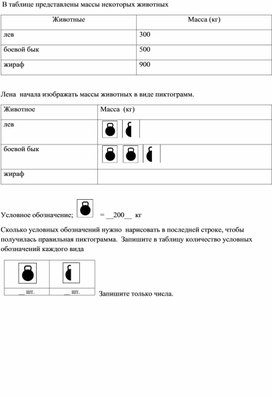 Подготовка к диагностической работе по математике 4 класс Масса