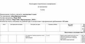 Обложка для материала КТП по математике - 1 класс