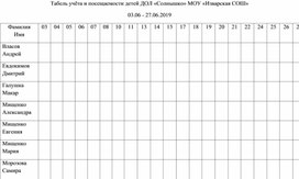 Обложка для материала Табель учета посещаемости ДОЛ