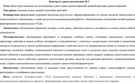 Конструкт урока математики с применением уровневых учебных заданий на тему "Виды треугольников по соотношению длин сторон"