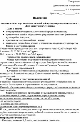 Положение военно-спортивного праздника " А, ну-ка ,Парни!"