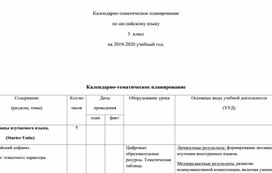 Обложка для материала КТП по английскому языку - 5 класс