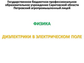 Обложка для материала Презентация к уроку на тему "Диэлектрики в электрическом поле"