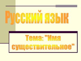 Презентация к уроку русского языка по теме "Имя существительное" 4 класс