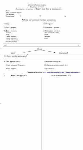 Рабочий лист к уроку русского языку в 5 классе на тему  "Книга - мой друг и помощник"