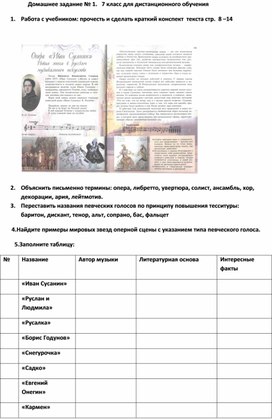 Обложка для материала Домашнее задание № 1.   7 класс для дистанционного обучения