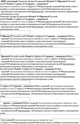 Обложка для материала РУЗ русский язык "Суффикс"