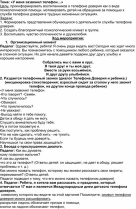 Обложка для материала Методическая разработка "Телефон доверия"