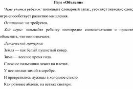 Обложка для материала Игра по теме "Зима" (Объясни)- старшая группа