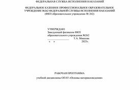 Обложка для материала Рабочая программа по дисциплине материаловедение