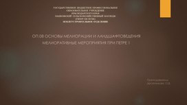 ОП.08 ОСНОВЫ МЕЛИОРАЦИИ И ЛАНДШАФТОВЕДЕНИЯ Мелиоративные мероприятия при Петре 1