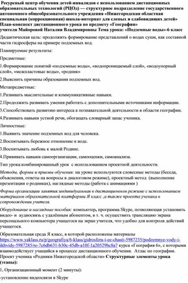 Обложка для материала Дистанционный урок "Подземные воды" 6 класс