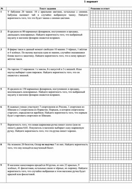 Обложка для материала Тренажёр "Вероятность" по подготовке к ОГЭ в 9 классе